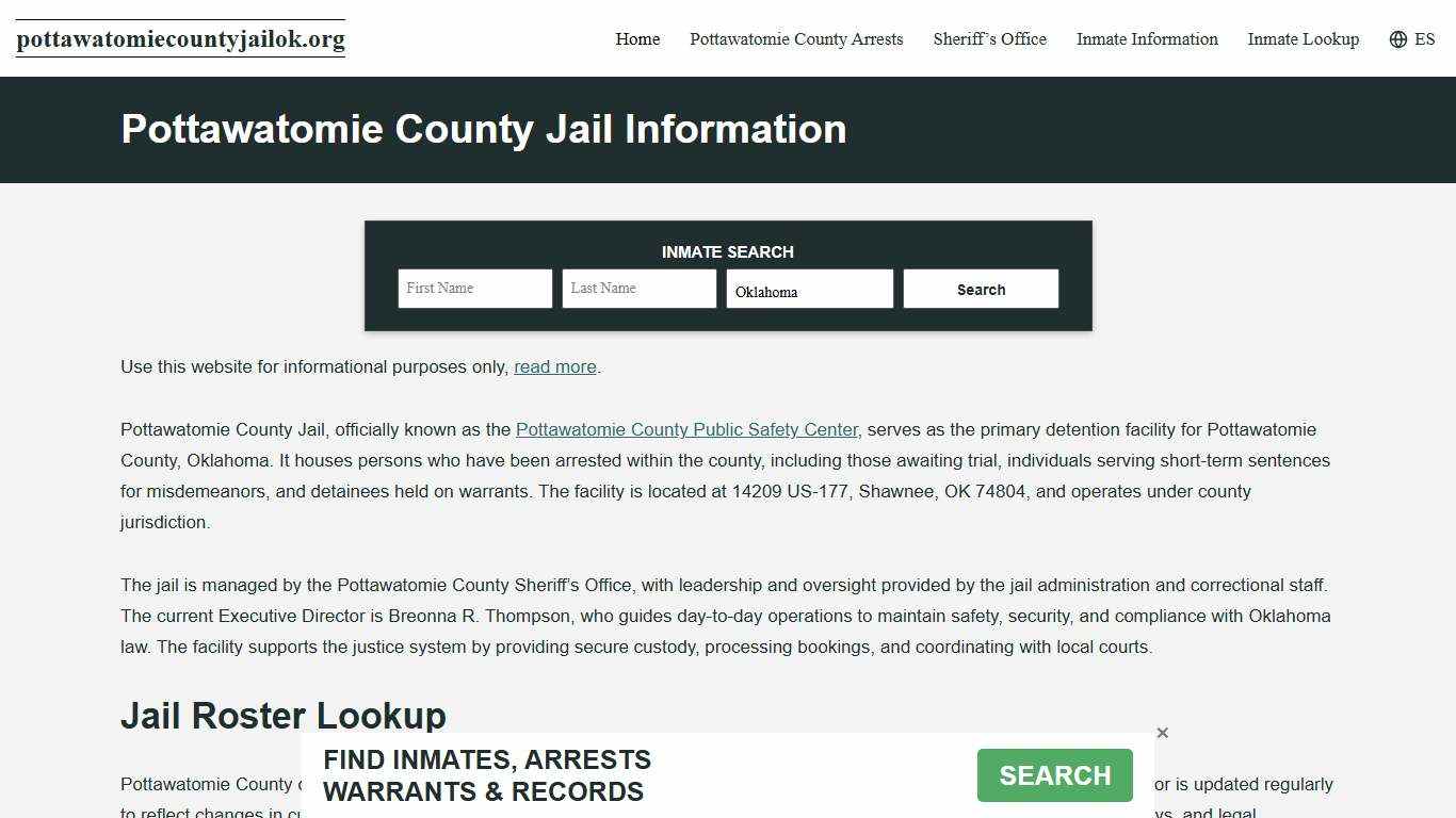 Pottawatomie County, OK Jail Roster, Inmate Info