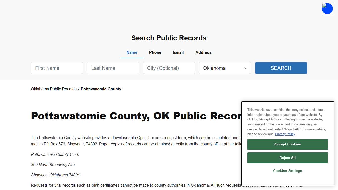 Pottawatomie County, OK Public Court, Arrest and Inmate Records - ThePublicIndex